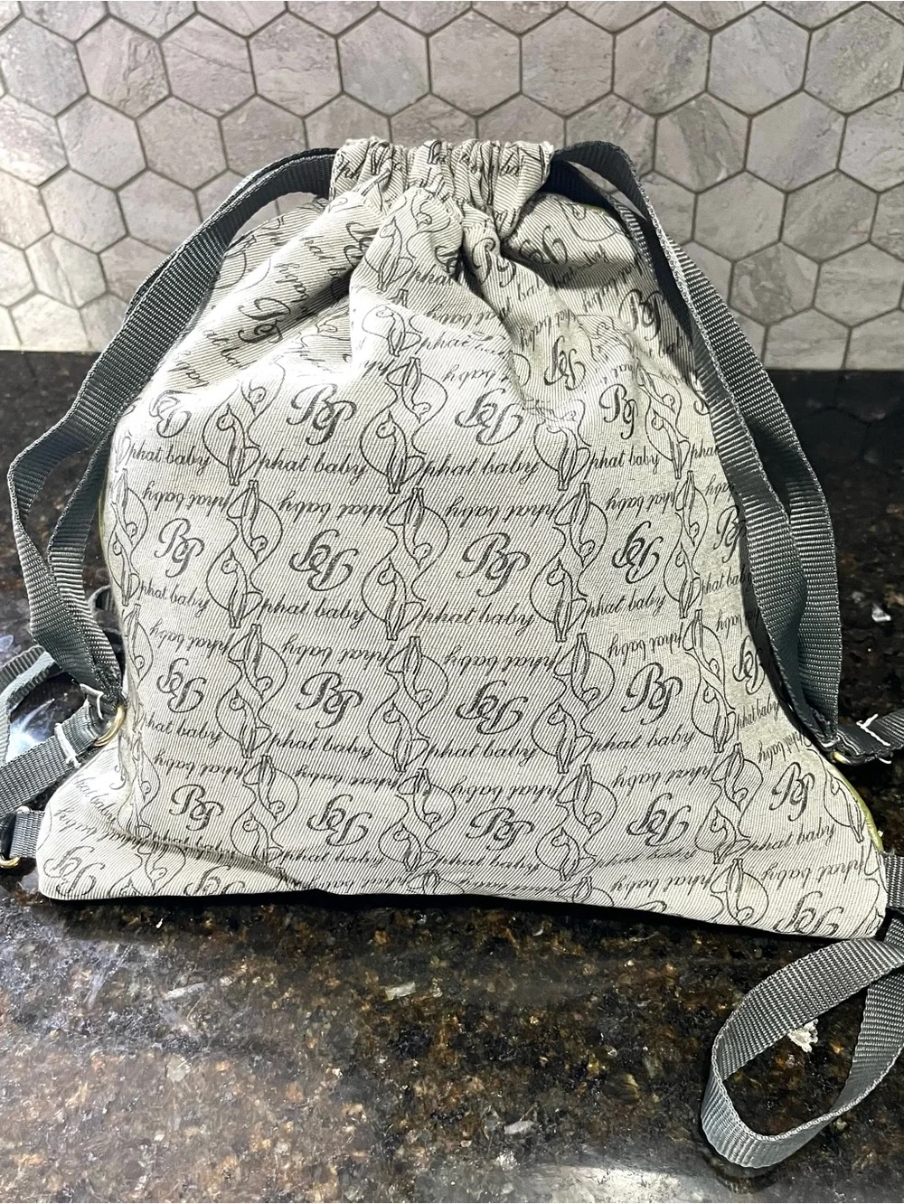 Vintage Baby Phat Monogram Drawstring Backpack